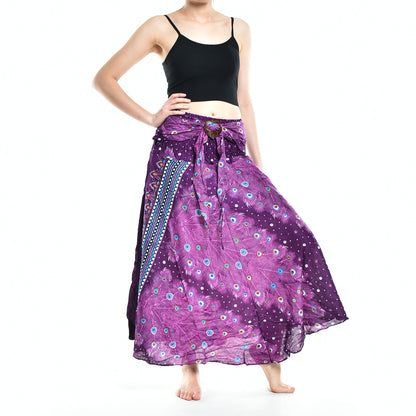 Bohotusk Purple Peacock Long Skirt With Coconut Buckle (&amp; Strapless