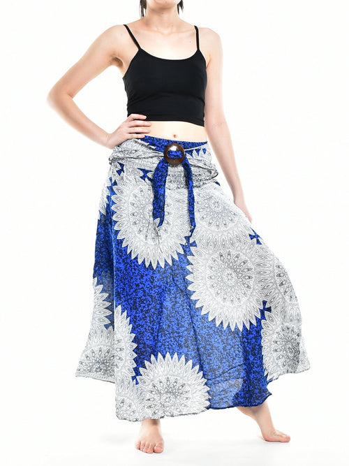 Bohotusk Blue Snowflake Long Skirt With Coconut Buckle (&amp; Strapless