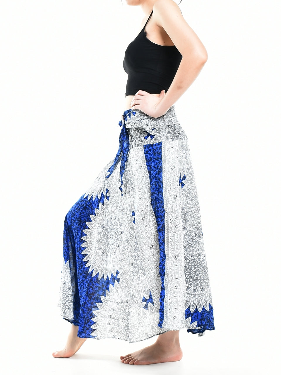 Bohotusk Blue Snowflake Long Skirt With Coconut Buckle (&amp; Strapless