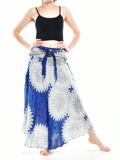 Bohotusk Blue Snowflake Long Skirt With Coconut Buckle (&amp; Strapless