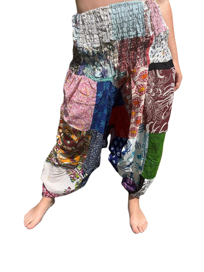 Bohotusk Patch Work Multi Coloured Drop Crotch Cotton Harem Pants -