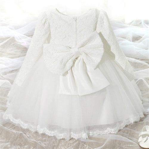 Fancy Winter Dress For Girl Long Sleeve White