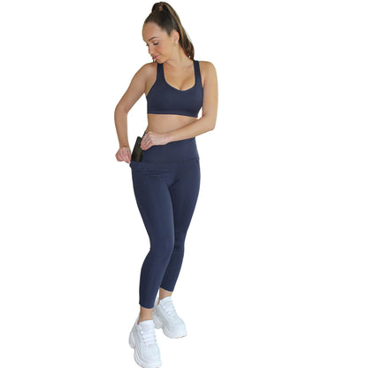 Ananda Racerback Sports Bra - Navy