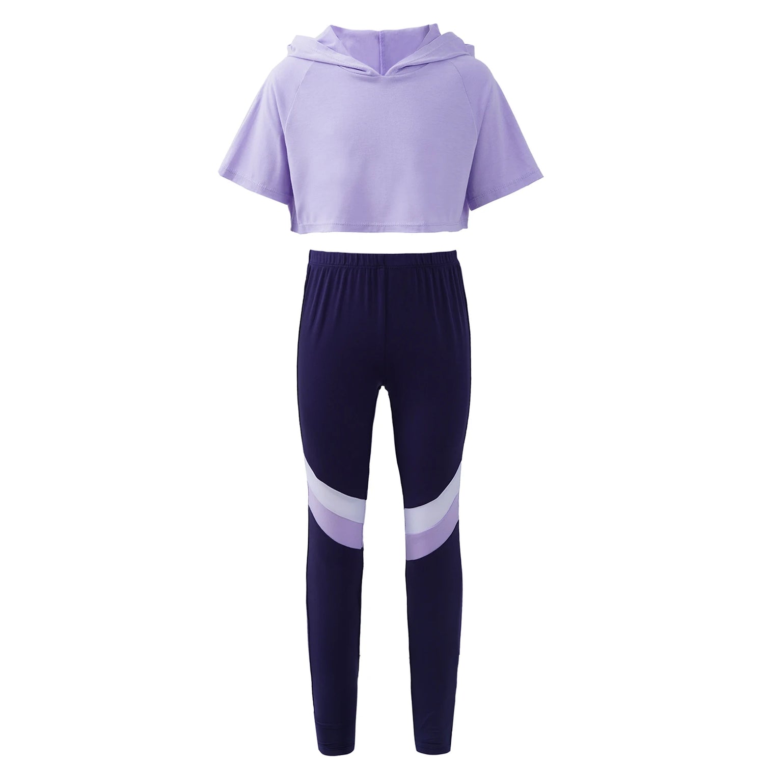 Kids Girls Sport Suit Modern Dance Wear Workout Gymnastics Outfits