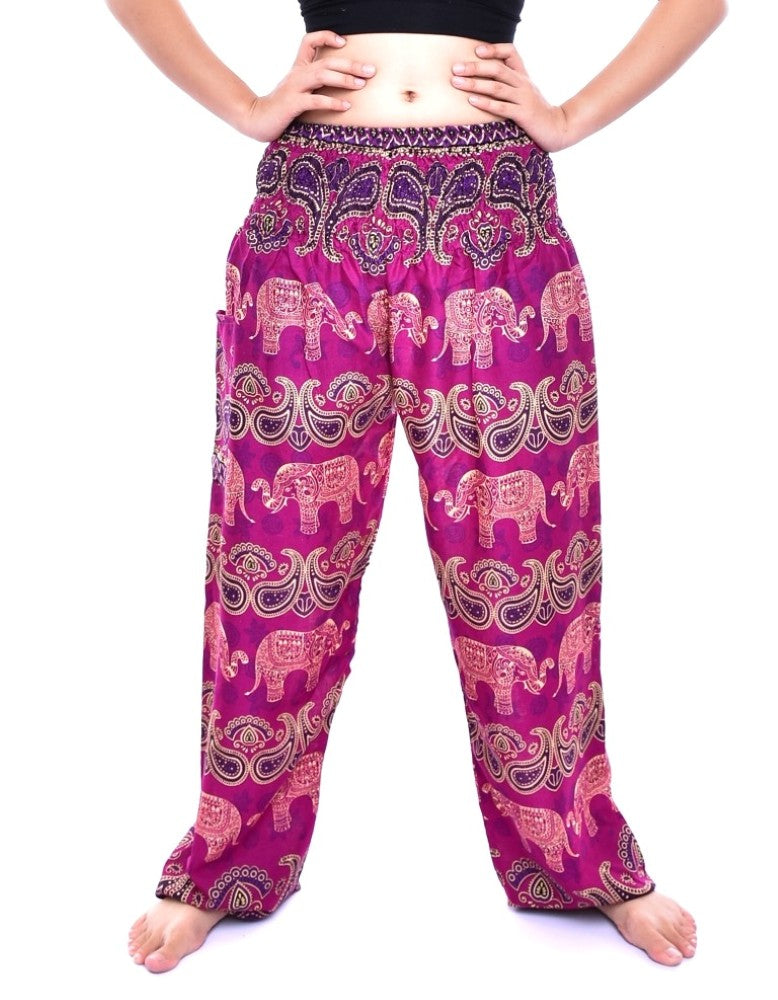 Bohotusk Pink Elephant Grassland Print Elasticated Smocked Waist