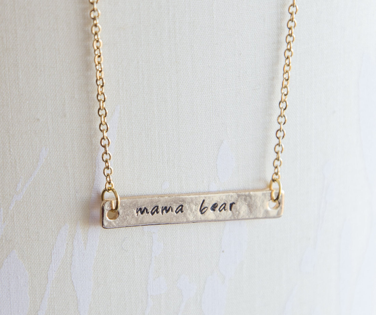 Mama bear necklace, mama and bear cub necklace, hand stamped bar