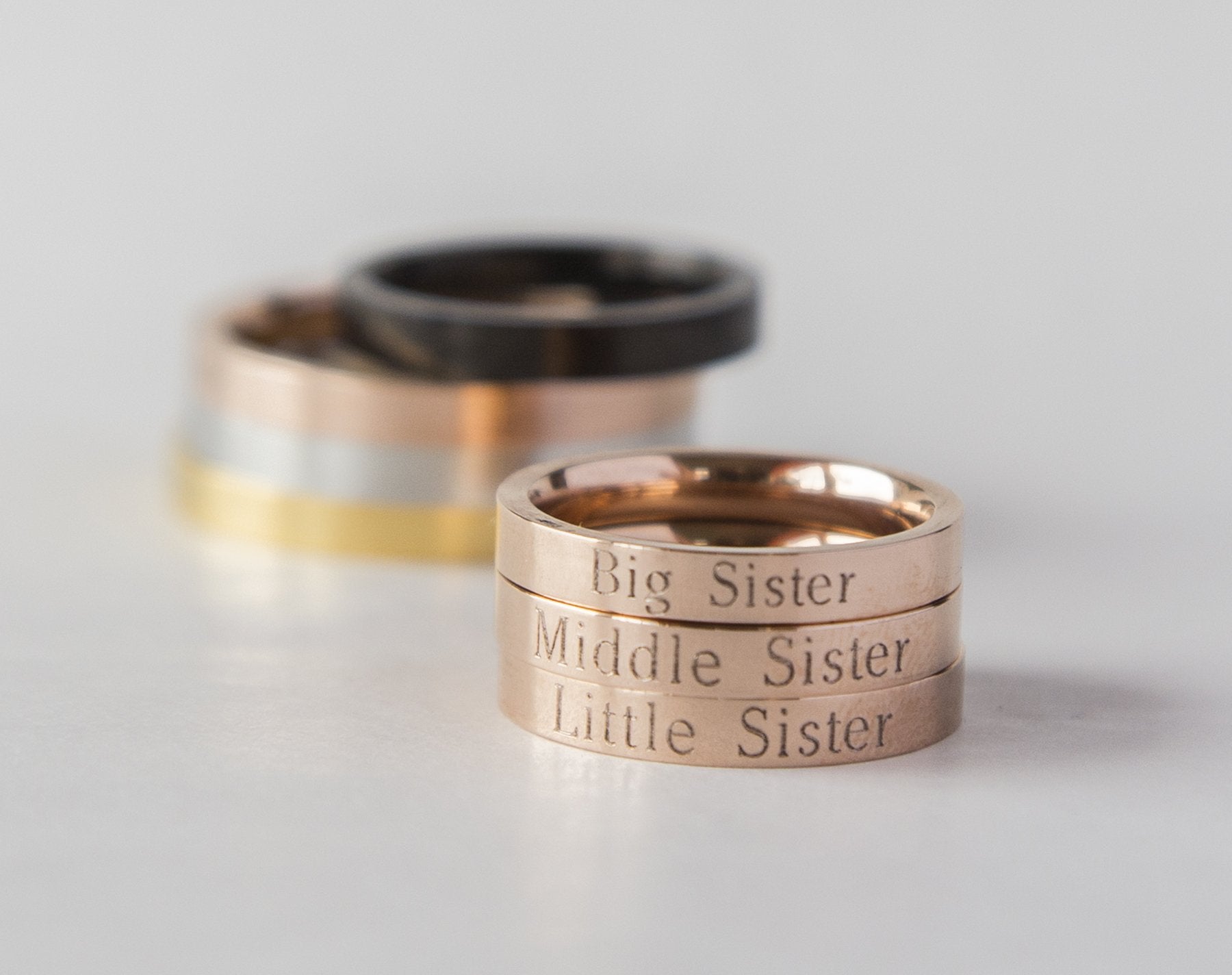 Lil Sis Big Sis Ring Personalized Sister Gift, Rose Gold Little Big