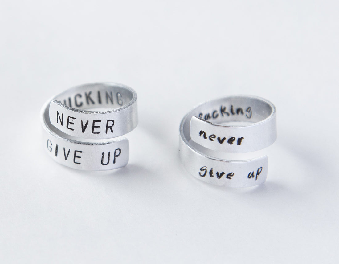 Never Fucking Give Up Ring, Cancer Survivor ring, Cancer Victory