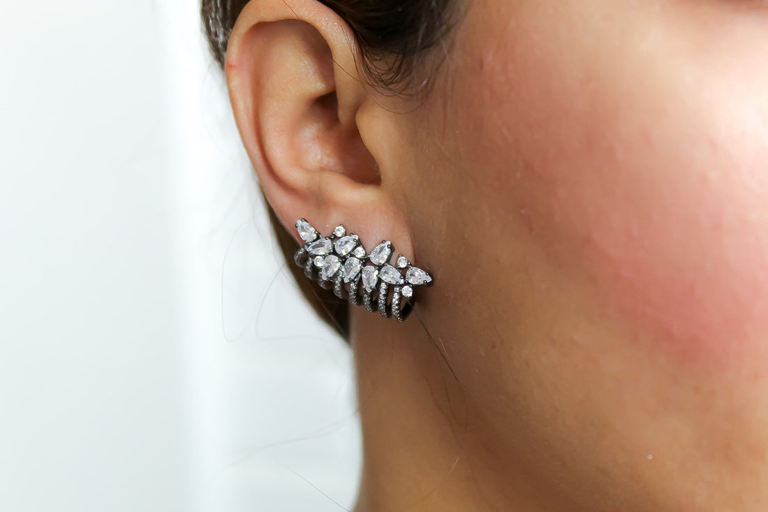London Climber Earrings with Stones