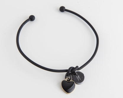 Dainty Knot Bracelet, Black Metal Wire Knot Bangle with Heart Charm