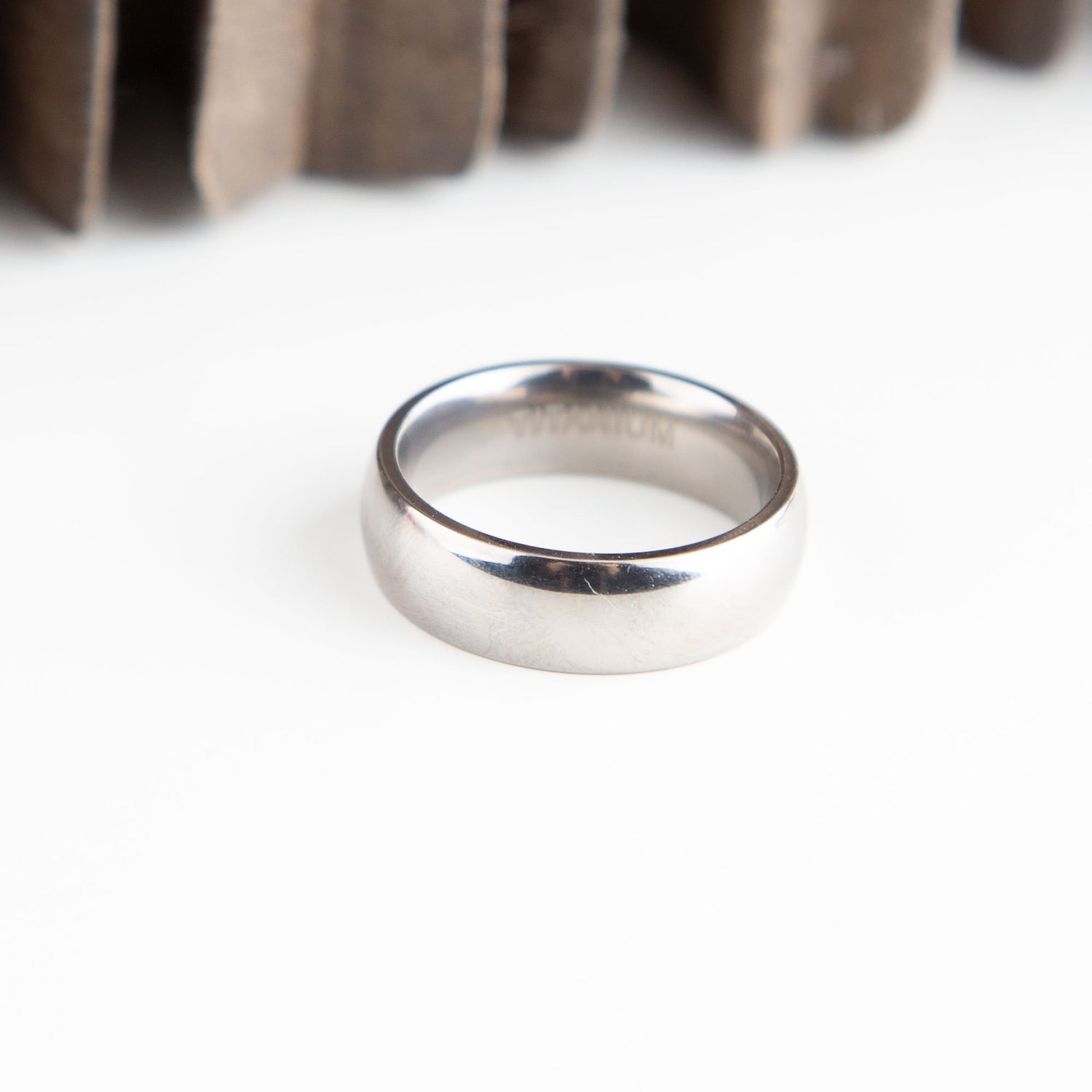 Shiny Titanium Ring, 6mm Wide, Lightweight Titanium Ring For Him or