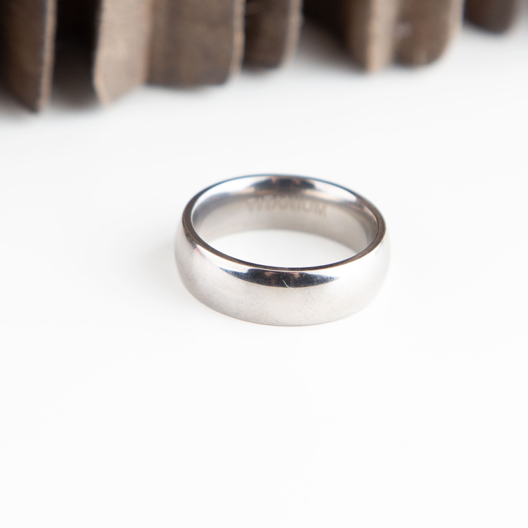 Shiny Titanium Ring, 6mm Wide, Lightweight Titanium Ring For Him or