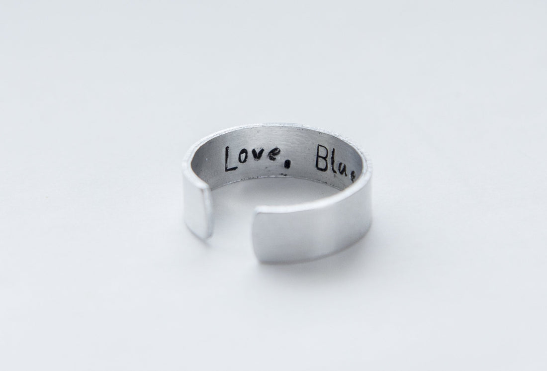 Hidden message ring, secret message aluminum ring, hidden message