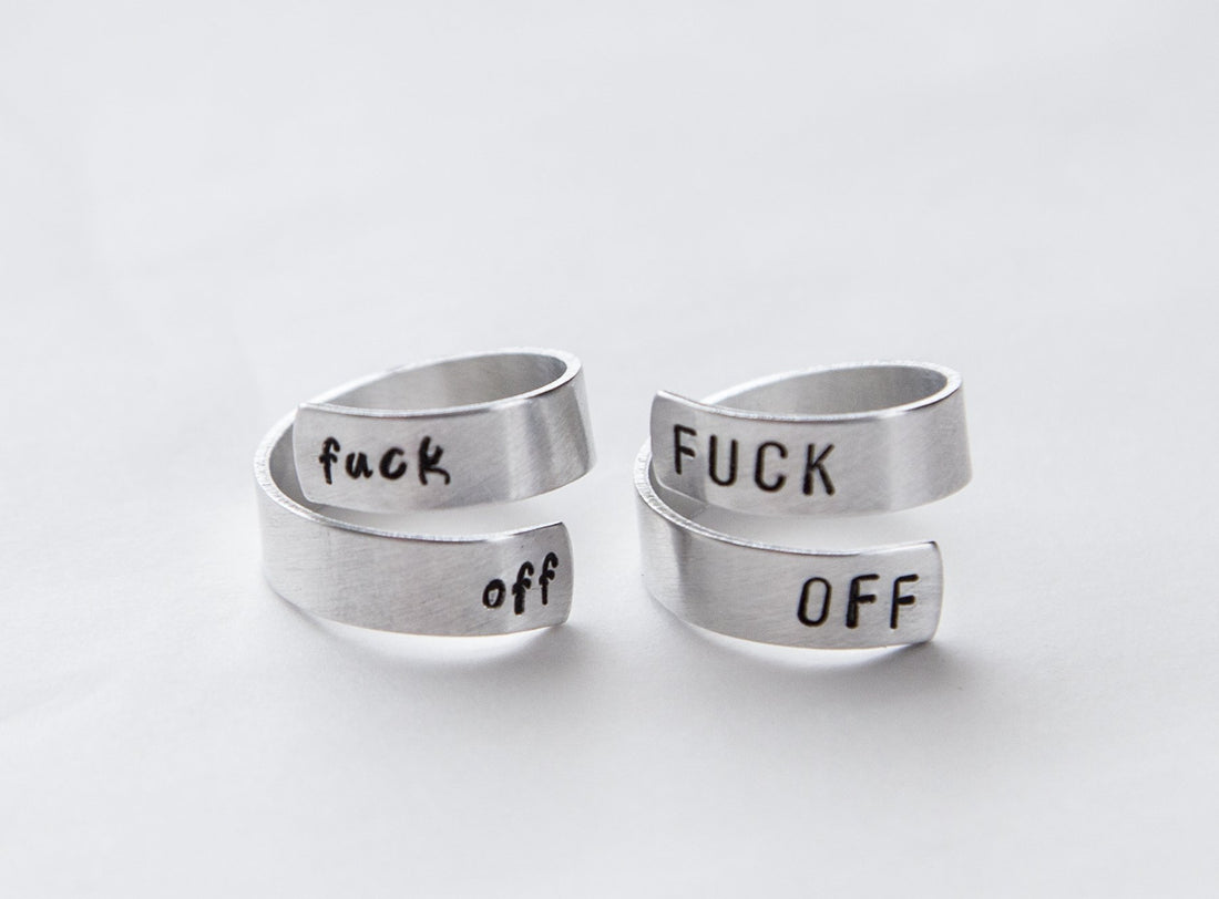 Fuck off Ring, Feminist Wrap ring, funny ring, funny gift, Valentine