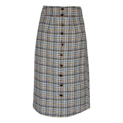 Luxe Plaid Tweed Pencil Skirt