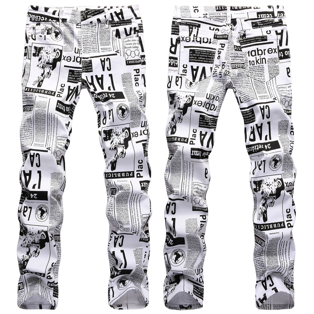 Men’s High Quality Street Fashion Prints Jeans,slim-fit Stretch Denim