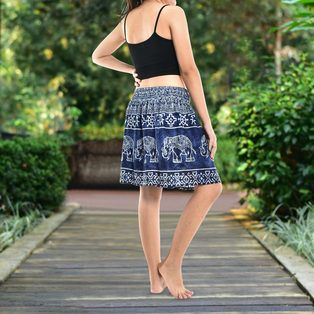 Bohotusk Blue Amboseli Elephant Print Short Skirt SM to LXL