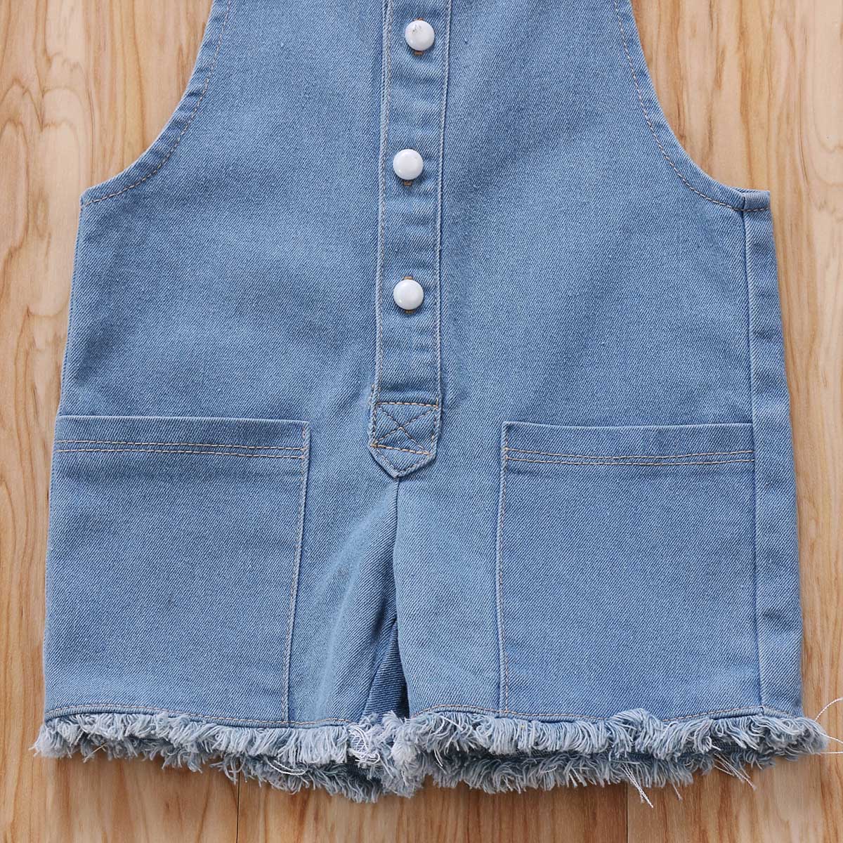 Newborn Kids Baby Girls Denim Jeans Strap Romper