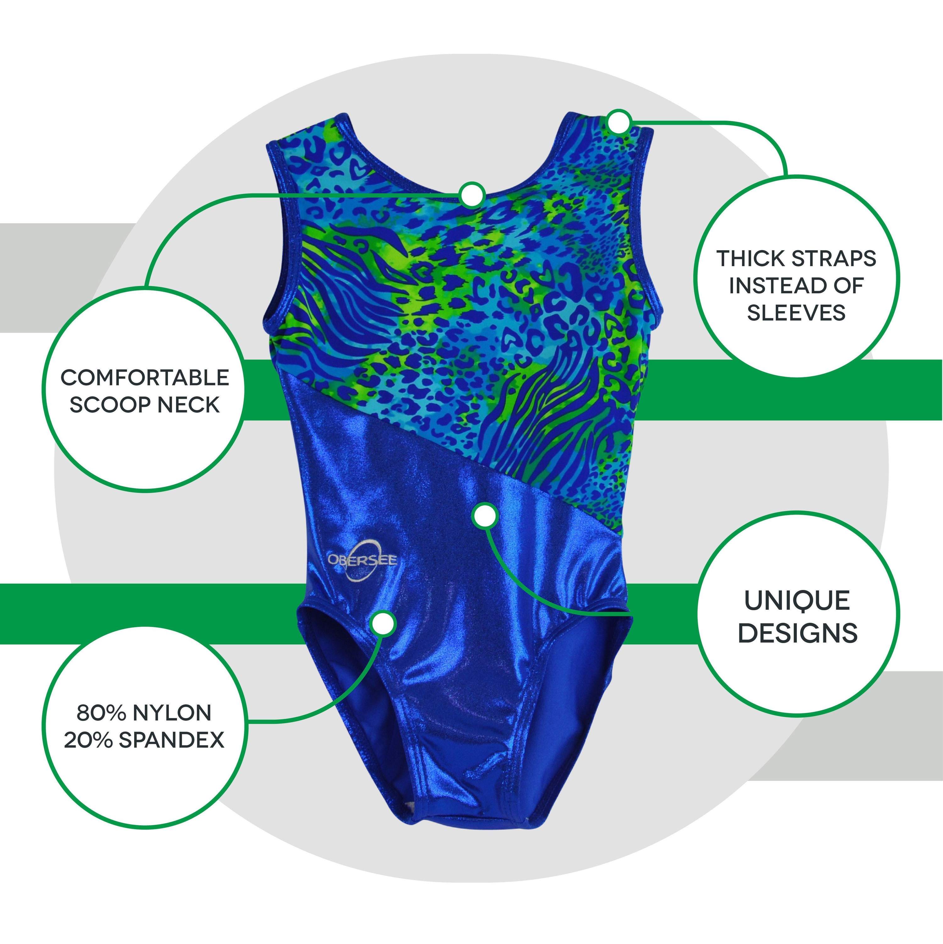 O3GL069 Obersee Girls Gymnastics Leotard One-Piece Athletic Activewear