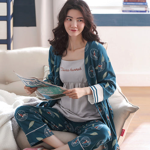 2019 Autumn Long Sleeve Cotton Nightgown