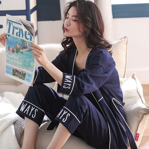 2019 Autumn Long Sleeve Cotton Nightgown