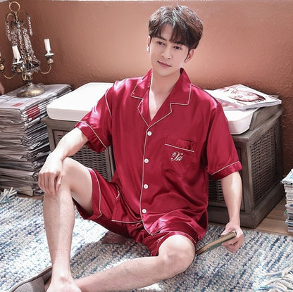 2019 Korean Version Short Sleeve Silk Couple