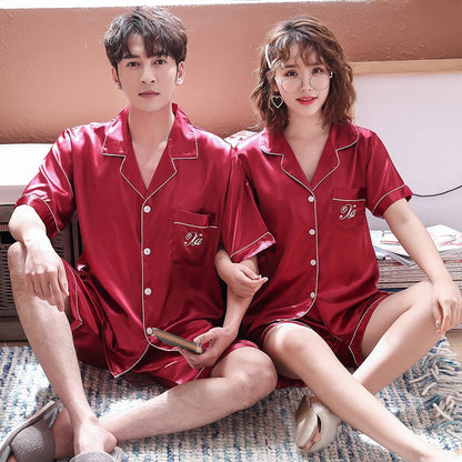 2019 Korean Version Short Sleeve Silk Couple