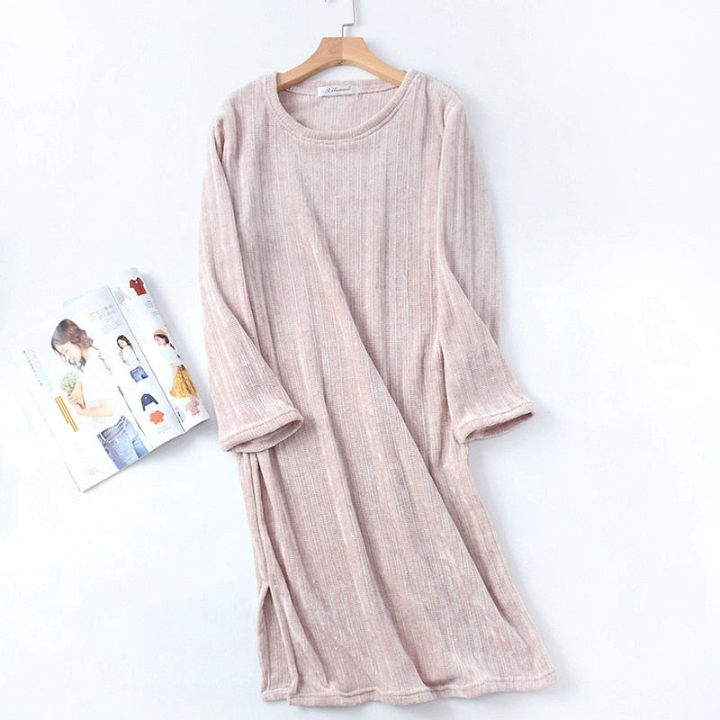 2019 New Autumn Solid Color Home Dress Women