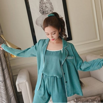 7 Pieces Sets Pajamas Set Women Mulberry