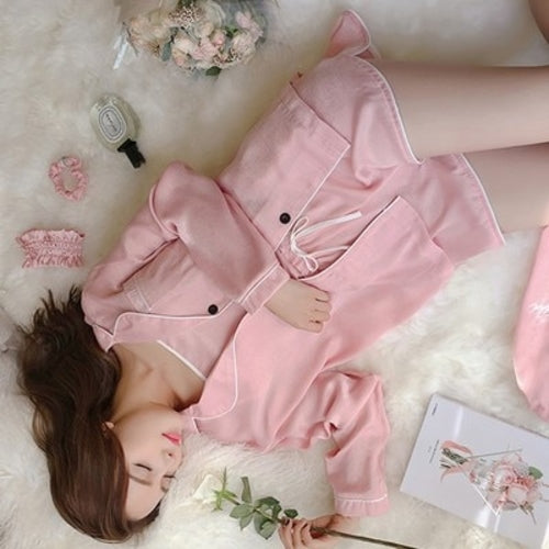 7 Pieces Sets Pajamas Set Women Mulberry