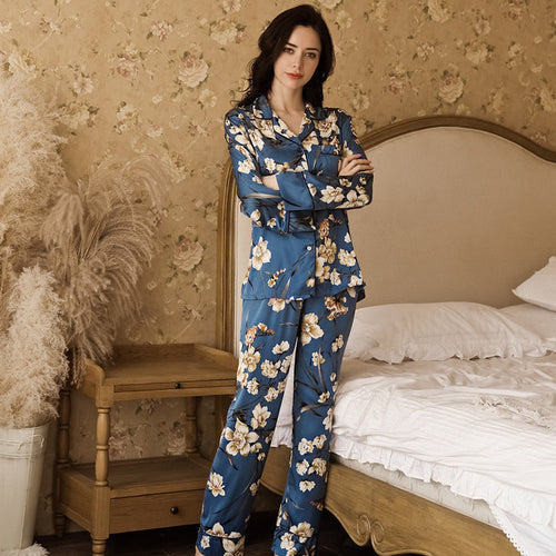 New Plant Print Pajamas Women Two Piece