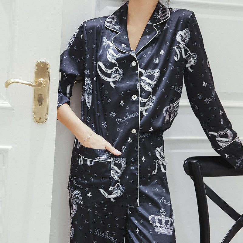 New Plus Size Silk Sleepwear Women Long