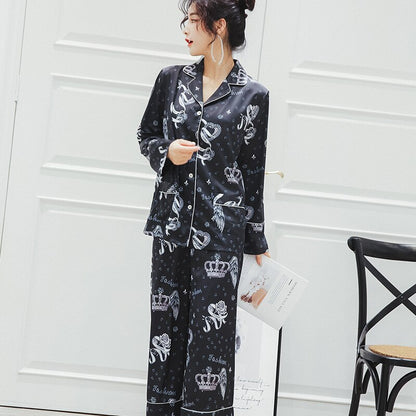 New Plus Size Silk Sleepwear Women Long