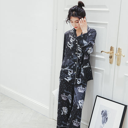 New Plus Size Silk Sleepwear Women Long