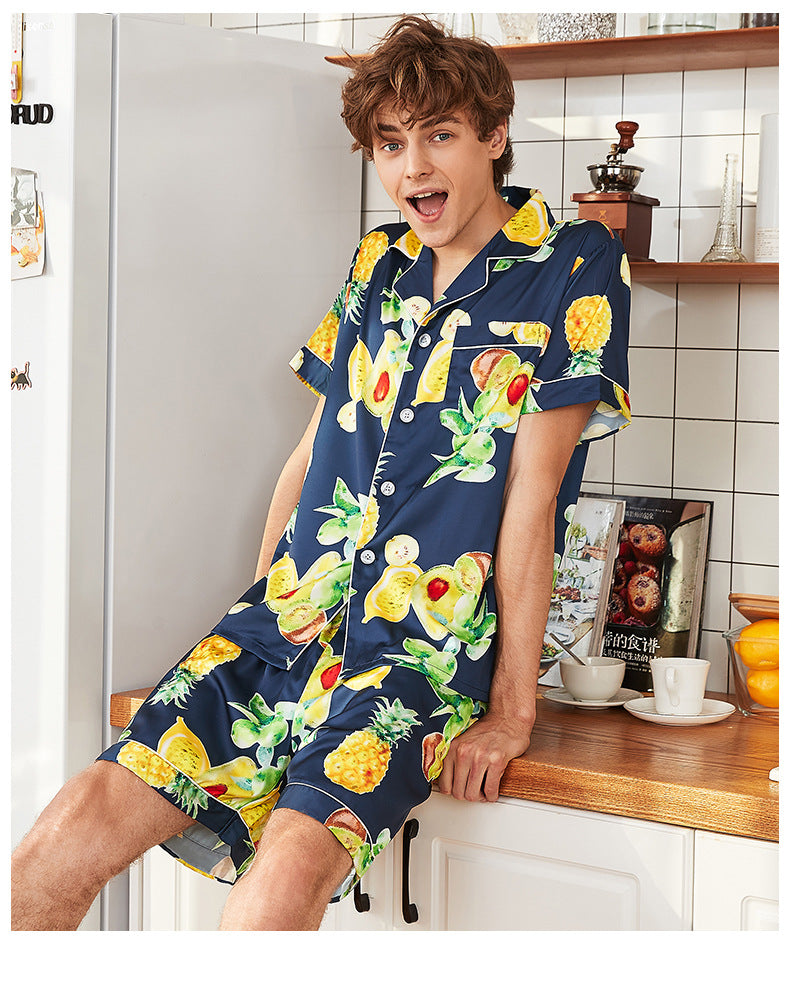 Satin Male Pajamas Sets 2019 Summer 2 Pieces