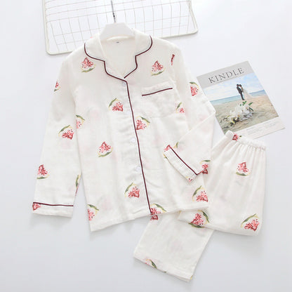 Simple Flower Print Sleepwear Long Sleeve