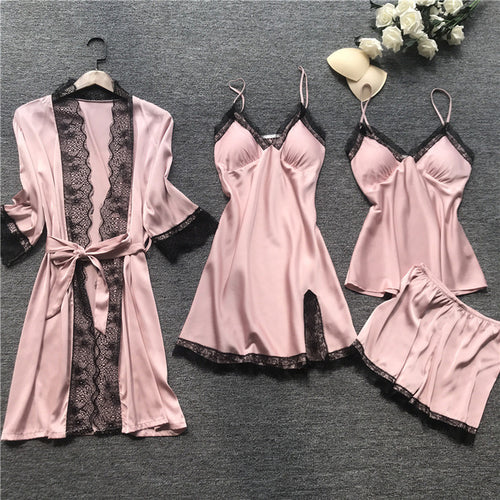 Summer 2025 Women Pajama Sets 4 Pcs Sexy