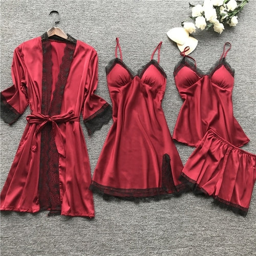 Summer 2025 Women Pajama Sets 4 Pcs Sexy