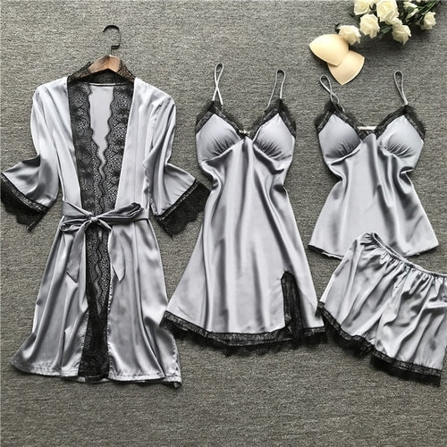 Summer 2025 Women Pajama Sets 4 Pcs Sexy