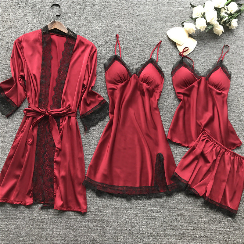 Summer 2025 Women Pajama Sets 4 Pcs Sexy