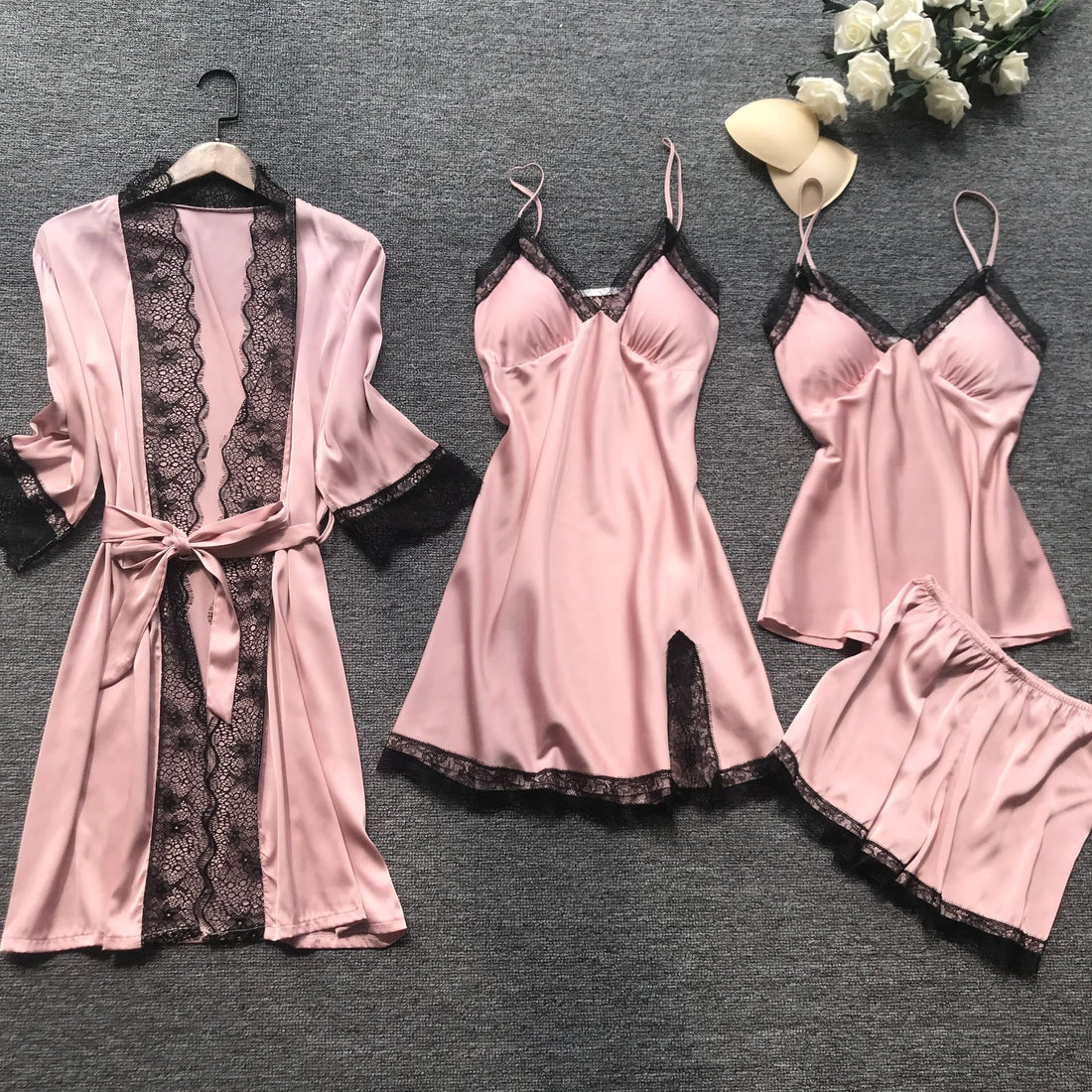 Summer 2025 Women Pajama Sets 4 Pcs Sexy