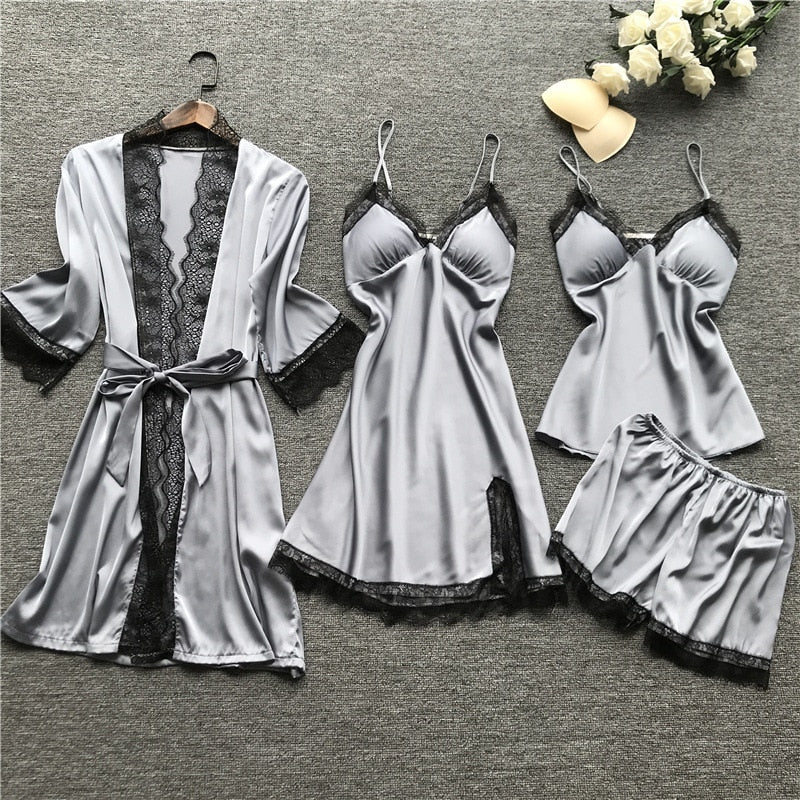 Summer 2025 Women Pajama Sets 4 Pcs Sexy