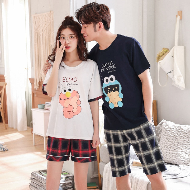 Summer Couple Pajamas Cartoon Print Cute