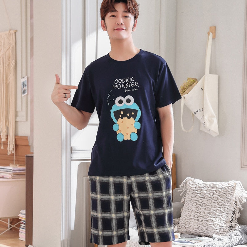 Summer Couple Pajamas Cartoon Print Cute