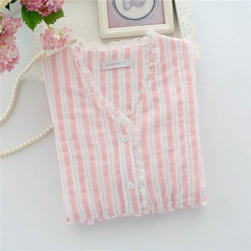 Summer Lace V-neck Stripe Sleepwear Plus