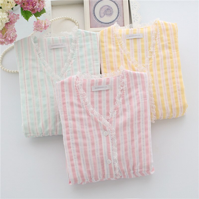 Summer Lace V-neck Stripe Sleepwear Plus