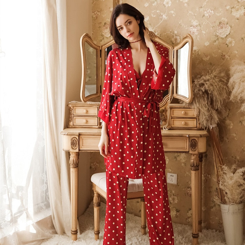 Summer New Comfortable Cardigan Pyjamas Dots