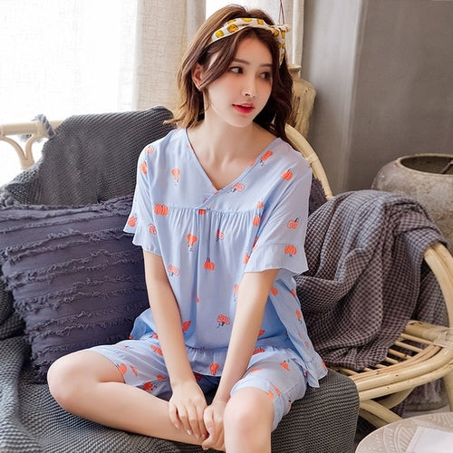 Summer New V-neck Short Sleeve Home Clothes