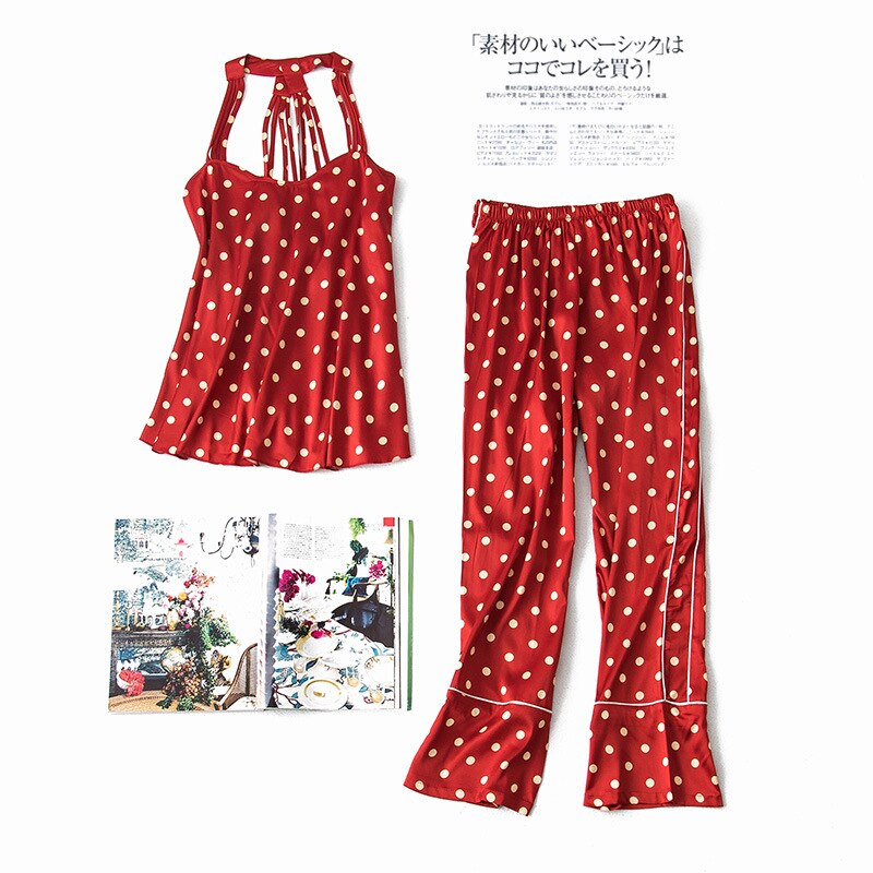 Summer New Wide Leg Pants Satin Pyjamas Set