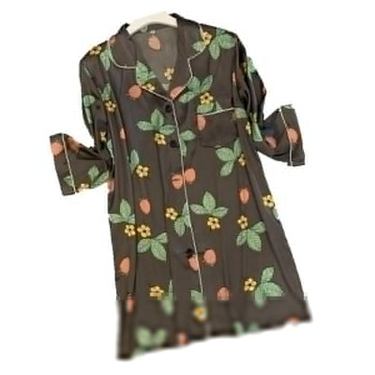 Summer Night Dress Short Sleeve Silk